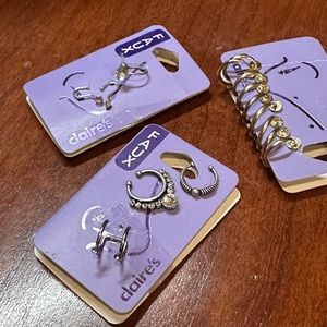 Lot bundle of 13 faux nose piercing rings and 2 faux septum from Claire’s